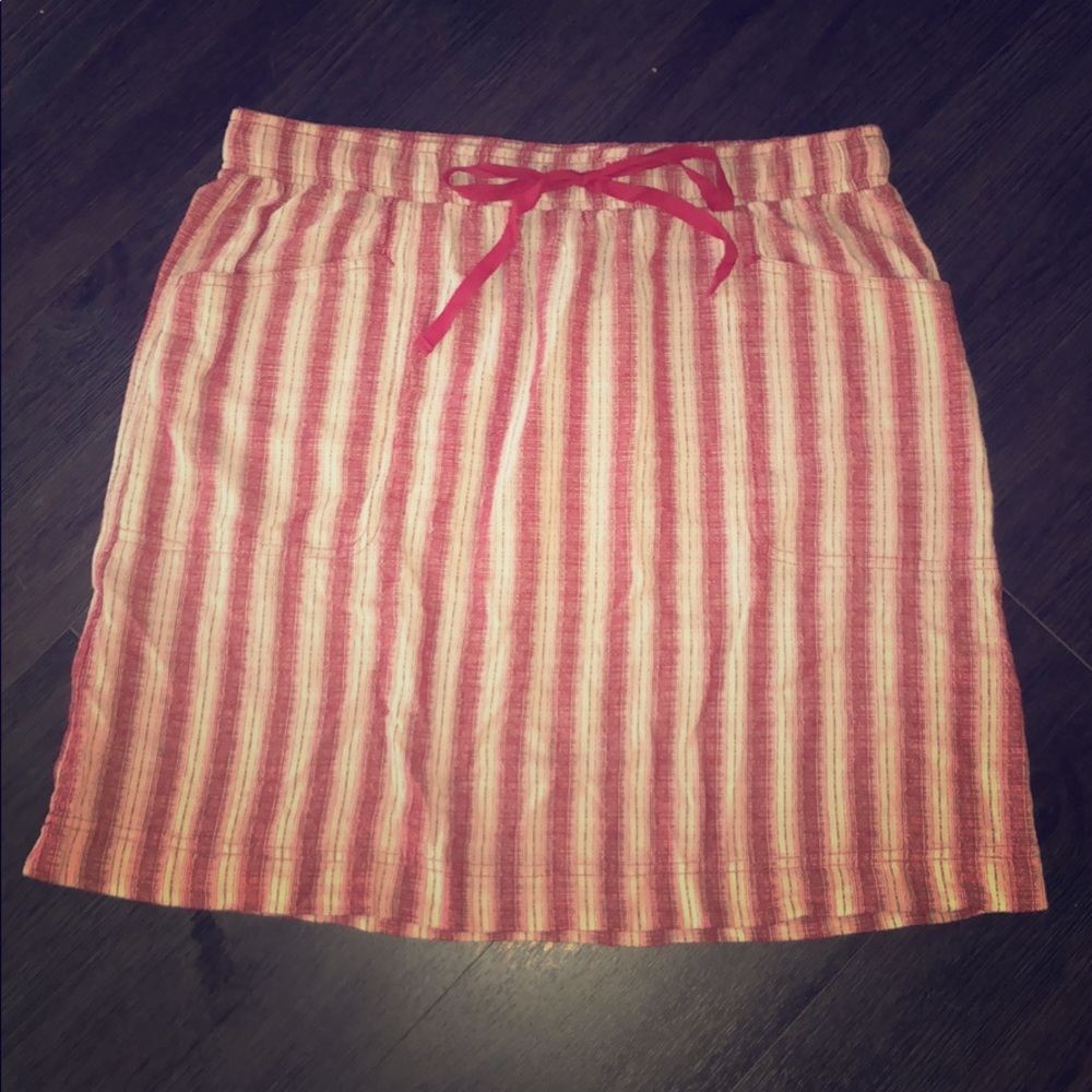 NWT || Max Studio Striped Red & Cream Drawstring Skirt ||